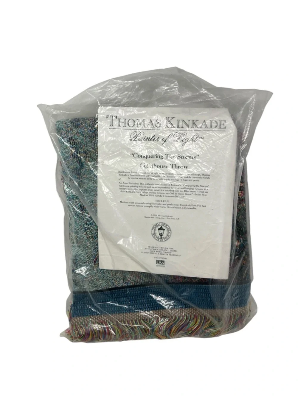 Thomas Kinkade Painter of Light Conquering Storms Lighthouse Blanket Throw 50 60